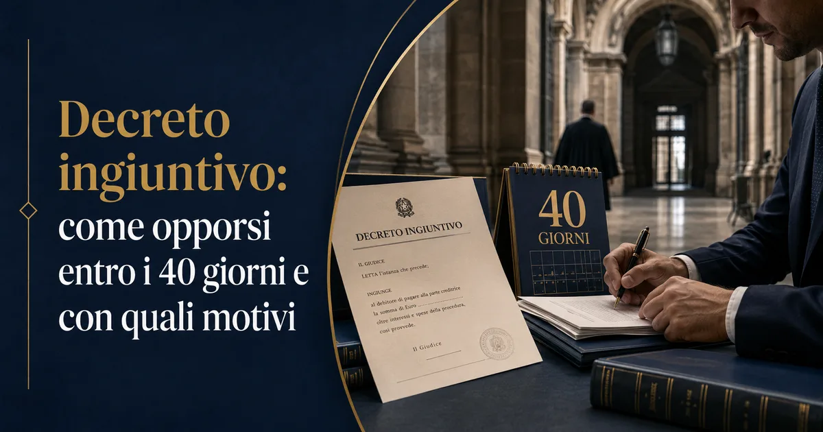 Decreto ingiuntivo: come opporsi entro i 40 giorni e con quali motivi