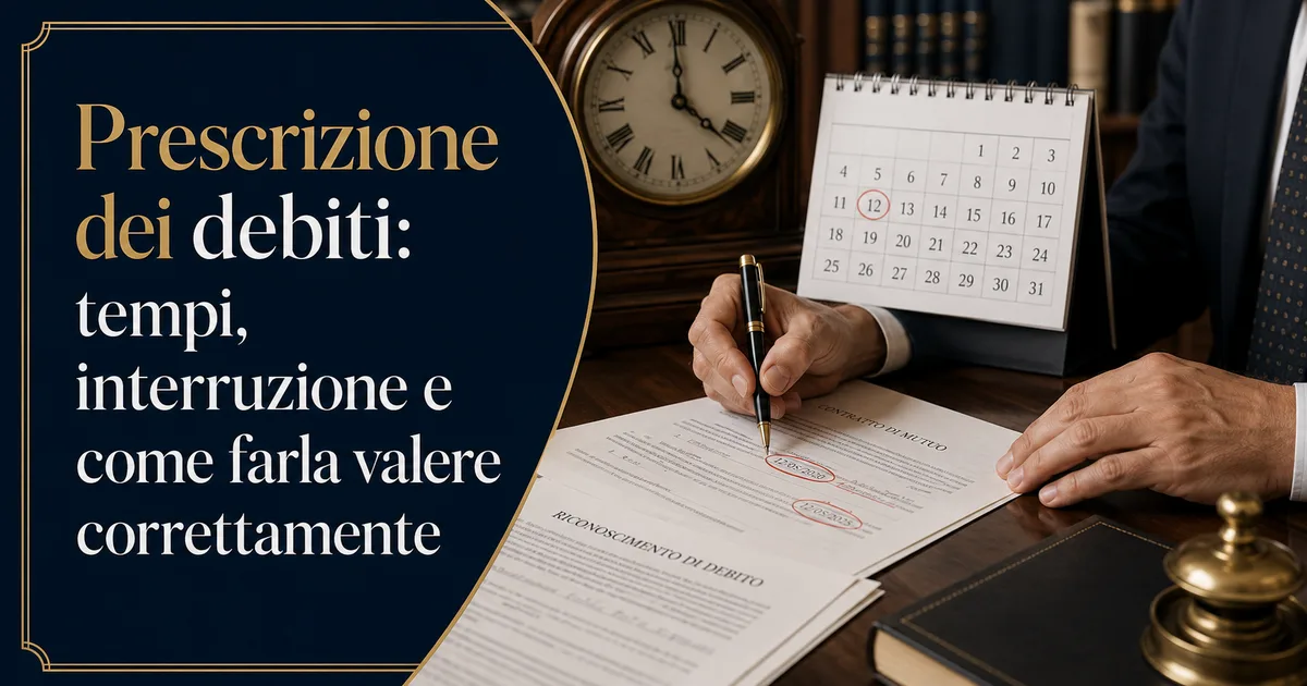 Prescrizione dei debiti: tempi, interruzione e come farla valere correttamente